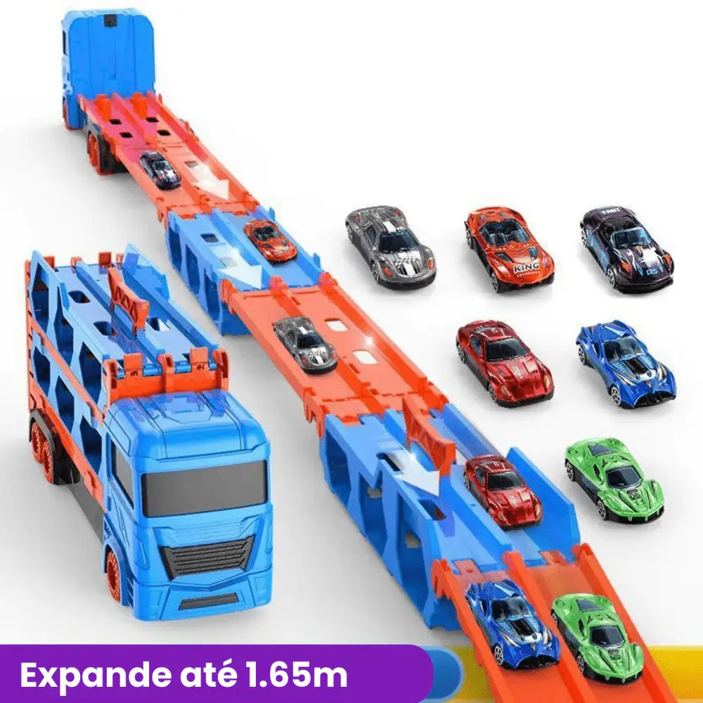 Caminhão Cegonha Brinquedo -  Transforma em Pista de Carrinhos de 1.65m!