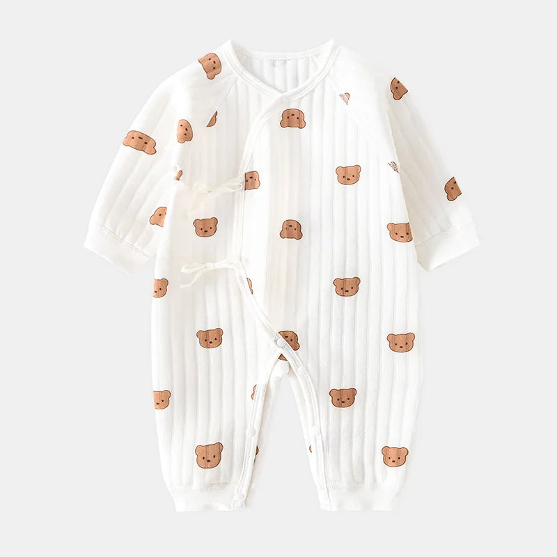 Macacão Pijama Ursinho Branca - 100% Algodão - Unissex - 0 a 6M Bebê - Tesouro Baby