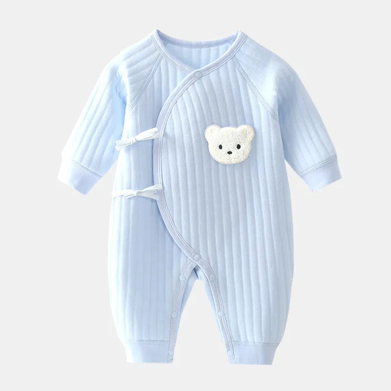 Macacão Pijama Ursinho Azul - 100% Algodão - Unissex - 0 a 6M Bebê - Tesouro Baby
