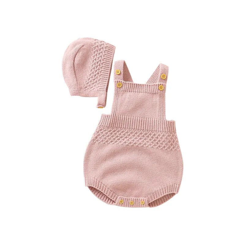 Body Tricô Infantil Rosa - Feminino - Touca de BRINDE - Tesouro Baby